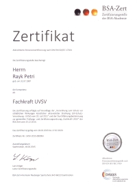 UVSV-Zertifikat